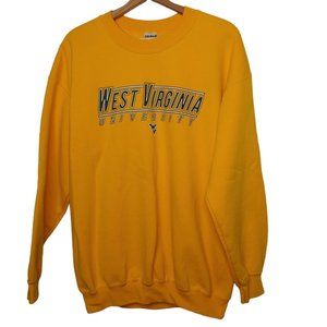 West Virginia University Mens L Sweatshirt Gold Crew Neck WVU Mountaineers